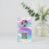 Carte De Visite Photo Holographique Rainbow QR Code | Médias socia (Debout devant)