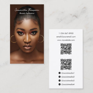 Carte De Visite Photo Influencer Social Media Marketing 2 QR Codes