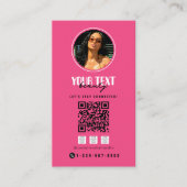 Carte De Visite Photo Influent Médias sociaux QR Code Hot Pink (Devant)