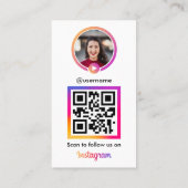 Carte De Visite Photo Instagram Influencer Vlogger Avec Code QR (Dos)