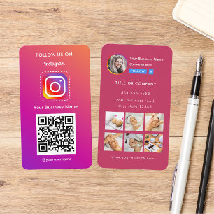 Carte De Visite Photo Instagram Professionnel Suivez-Moi Qr Code