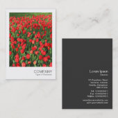 Carte De Visite Photo instantanée 087 - Lit de tulipes rouges 02 (Devant / Derrière)