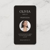 Carte De Visite Photo ivoire noir et crémeux Code QR social (Devant)