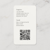 Carte De Visite Photo ivoire noir et crémeux Code QR social (Dos)