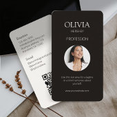 Carte De Visite Photo ivoire noir et crémeux Code QR social