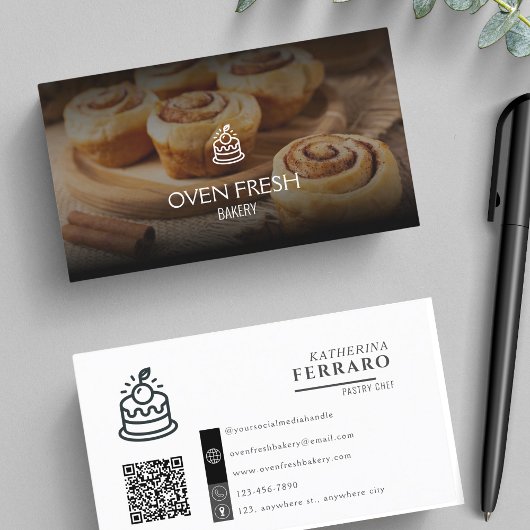 Carte De Visite Photo Logo Boulangerie QR Code