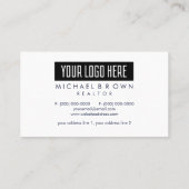 Carte De Visite Photo Logo Immobilier Bleu Marine Simple (Dos)