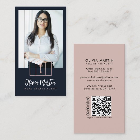 Carte De Visite Photo & Logo Immobilier Professionnel Moderne (Devant / Derrière)