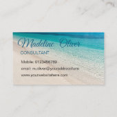 Carte De Visite Photo Logo Plage Scène Voyage bleu (Dos)