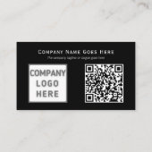 Carte De Visite Photo Logo QR Code Modèle Horizontal Noir (Dos)
