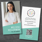 Carte De Visite Photo Logo QR Code Moderne Professionnel Vertical
