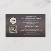 Carte De Visite Photo Logo QR Code voiture classique (Dos)