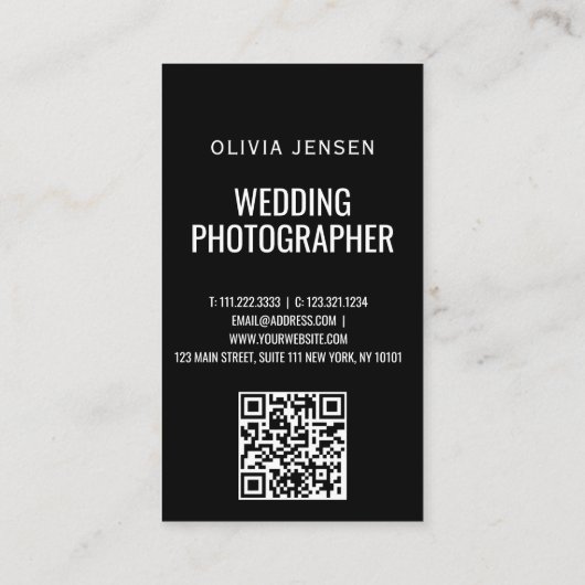 Carte De Visite Photo Mariage Collage Photographe QR Code Frame (Dos)