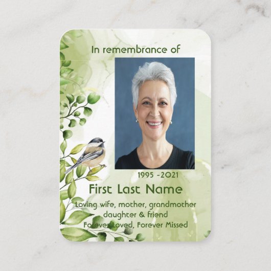 Carte De Visite Photo Memorial Custom Chickadee Bird Nature (Dos)