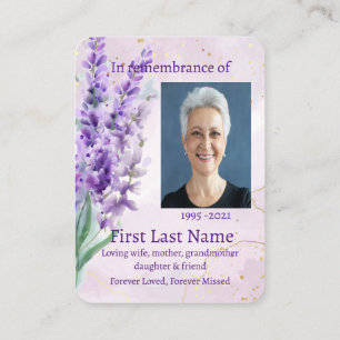 Carte De Visite Photo Memorial Custom Lavande fleur de jardin