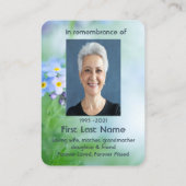 Carte De Visite Photo Memorial Custom Oubliez-Moi Pas Fleurs Jardi (Dos)
