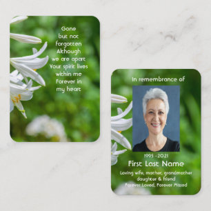 Carte De Visite Photo Memorial Custom White Lily Garden Fleurs
