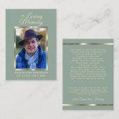 Carte de visite PHOTO MERCI DE PRIÈRE FUNÉRAIRE (Devant / Derrière)