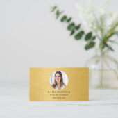 Carte de visite photo métallisée or avec code QR s (Debout devant)
