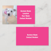 Carte De Visite Photo mignonne blanc chiot visage rose (Devant / Derrière)