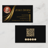 Carte De Visite Photo Minimal moderne QR Code professionnel Or (Devant / Derrière)