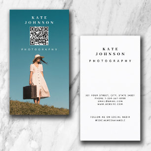Carte De Visite Photo Minimal Photographe QR Code Social Media