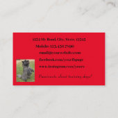Carte De Visite Photo minimale rouge vif de l'entraîneur de chien (Dos)