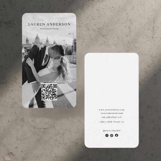 Carte de visite photo minimaliste avec code QR