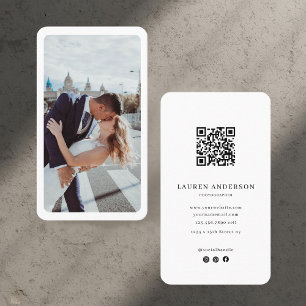 Carte de visite photo minimaliste avec code QR