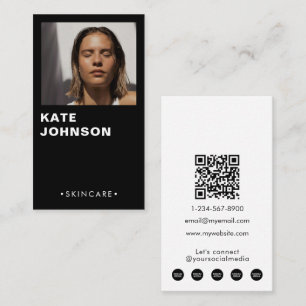 Carte De Visite Photo minimaliste moderne de soins de la peau QR C