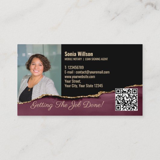 Carte De Visite Photo Mobile Prêt Notaire Signer Monogramme QR Cod (Dos)