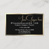 Carte De Visite Photo Modèle Black & Gold Cream Beauté (Dos)