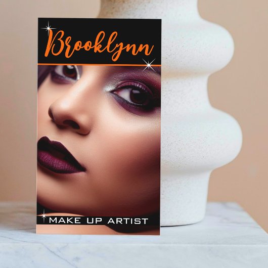 Carte De Visite Photo Modèle Cool moderne Orange Slogan