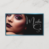 Carte De Visite Photo Modèle Influenceur Modèle en acier bleu (Devant)