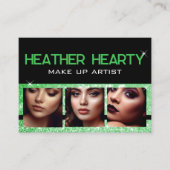 Carte De Visite Photo Modèle Luxury Green Parties scintillant Star (Devant)