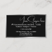 Carte De Visite Photo Modèle noir et argent gris beauté (Dos)