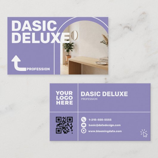 Carte de visite photo moderne avec logo et code QR (Devant / Derrière)