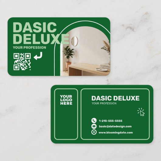 Carte de visite photo moderne avec logo et code QR (Devant / Derrière)