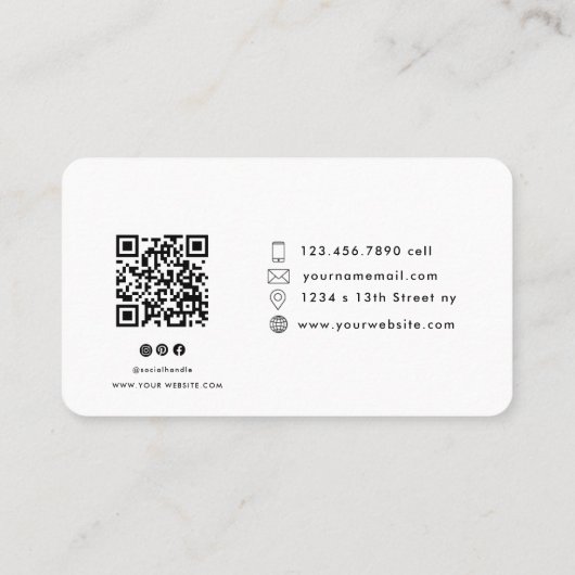 Carte De Visite Photo moderne avec QR Code Professional (Dos)