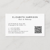 Carte De Visite Photo moderne Beauté Maquillage cheveux QR Code (Dos)