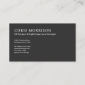 Carte De Visite Photo moderne Black Monogramme professionnel (Dos)