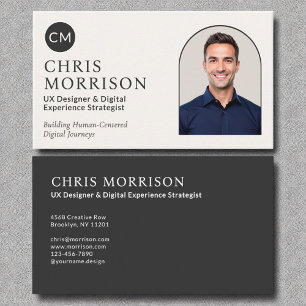 Carte De Visite Photo moderne Black Monogramme professionnel