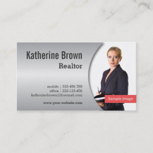 Carte De Visite Photo moderne, chic, métallique d'effet de