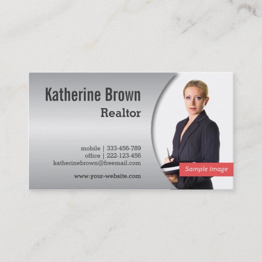 Carte De Visite Photo moderne, chic, métallique d'effet de (Devant)