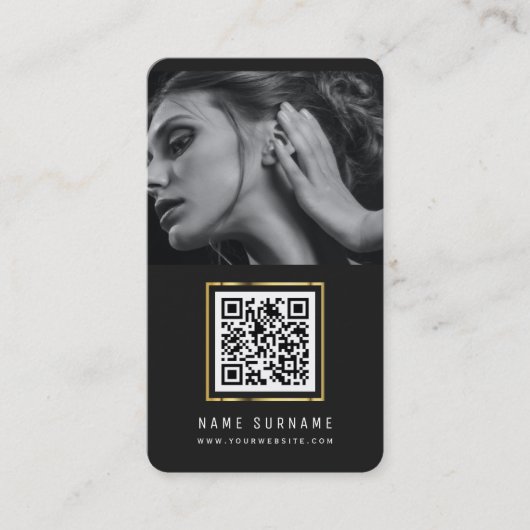 Carte De Visite Photo moderne code QR scannable code à barres rése (Devant)