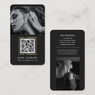 Carte De Visite Photo moderne code QR scannable code à barres rése