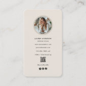 Carte De Visite Photo moderne et QR Code Beige Social Media Design