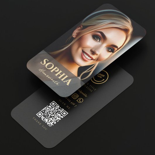 Carte De Visite PHOTO MODERNE Logo des médias sociaux QR Code