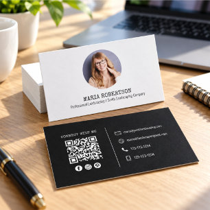 Carte De Visite Photo moderne Minimaliste QR Code Social Médias