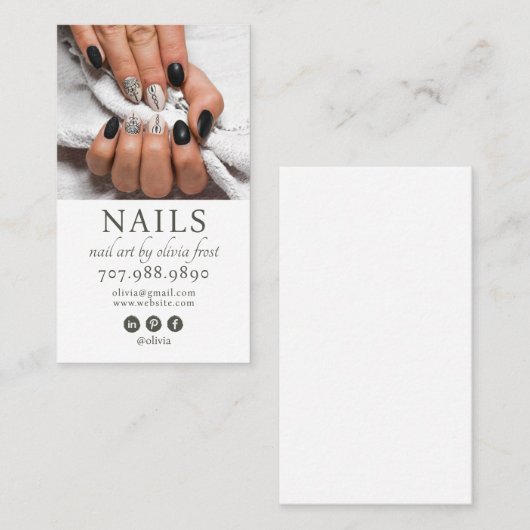 Carte de visite photo moderne Nail Tech (Devant / Derrière)